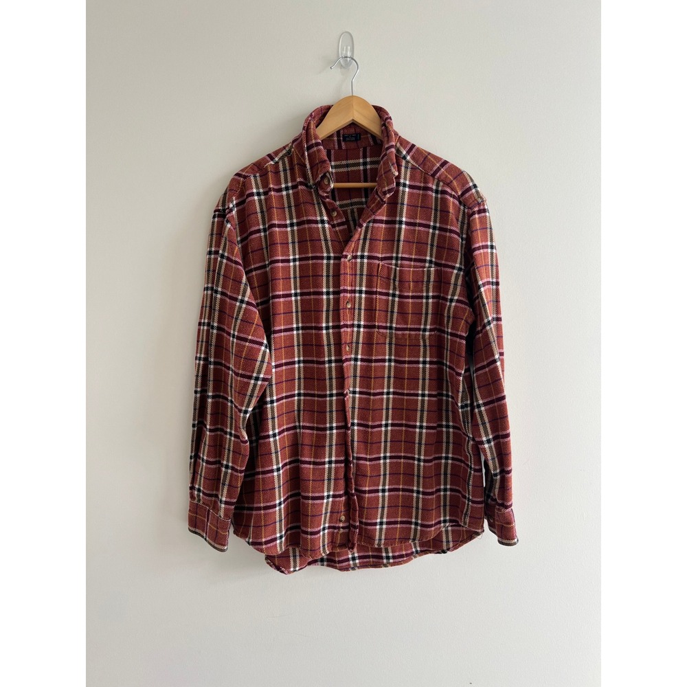 Dockers‎ Vintage 90s Flannel Shirt L Plaid Grunge Cabincore 100% Cotton